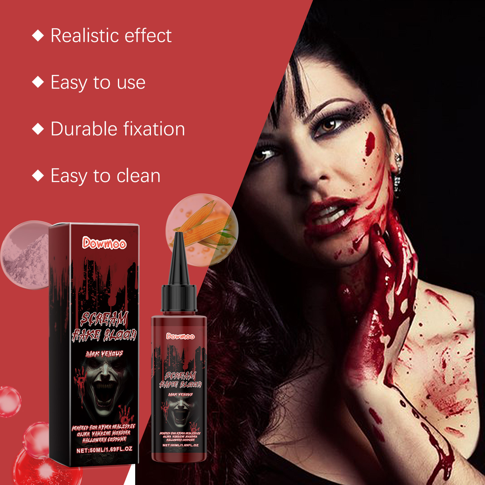 Easy Cosplay Prop - Halloween-Kunstblut-Plasma, 50 ml, realistisches, simuliertes Blut,