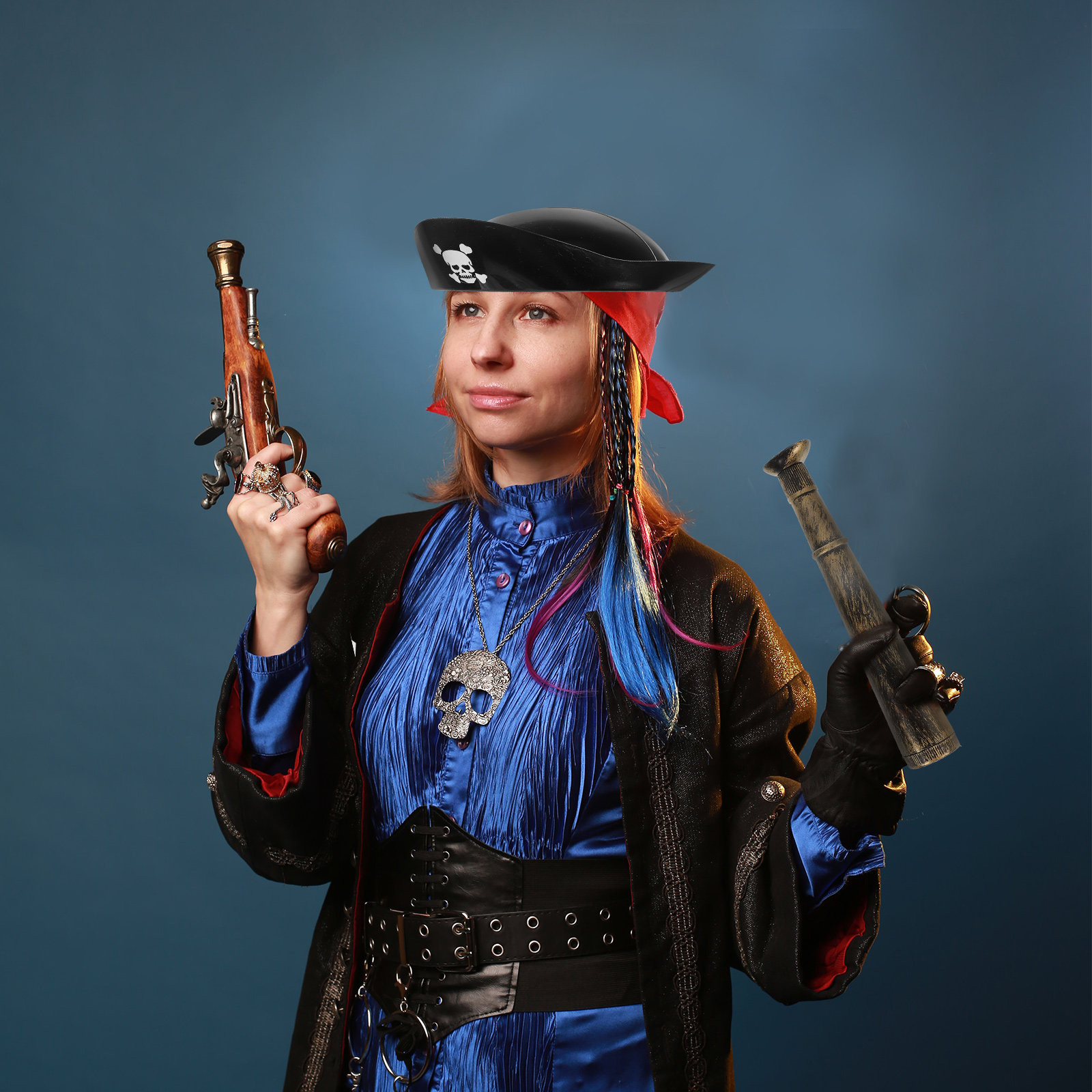 Easy Cosplay Prop - Piratenkostüm-Set, einfach anzuziehen, Cosplay-Outfit für Halloween-Partys,