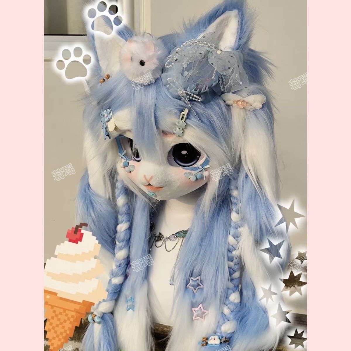 Cosplay Prop Making - Maßgefertigter OC-Design Katzen-Kemono Fursuit Kopf Handgemachte